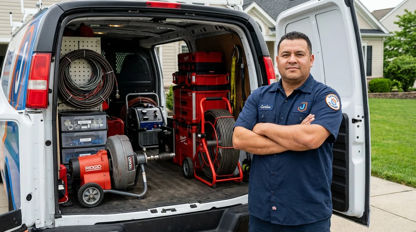 Professional drain cleaning equipment and Johns Plumbing LLC plumber in Eldorado